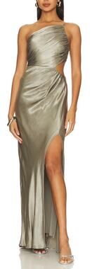 Shona Joy La Lune Asymmetrical Gathered Maxi Dress in Sage New size 2
